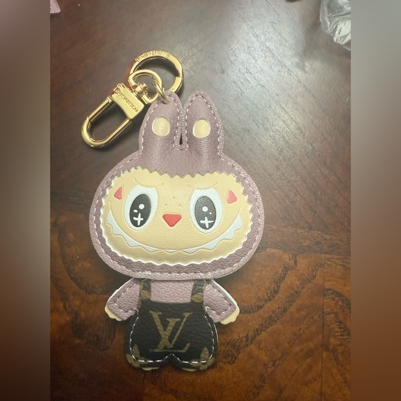 Brand new upcycled Louis Vuitton   Purple labubu Keychain/ bag charm - Picture 1 of 3